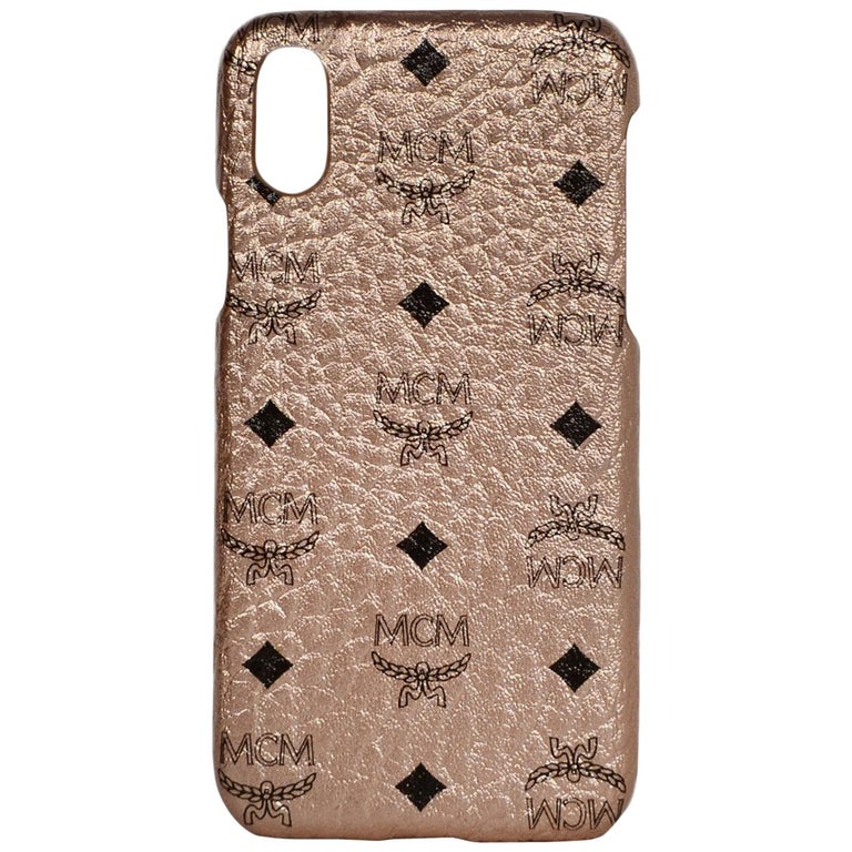 MCM NWT Champagne Gold Monogram Visetos iPhone X phone case For Sale at ...
