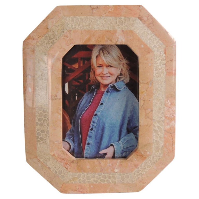 MCM Octagon Tessellated Stone Picture Frame For Sale at 1stDibs