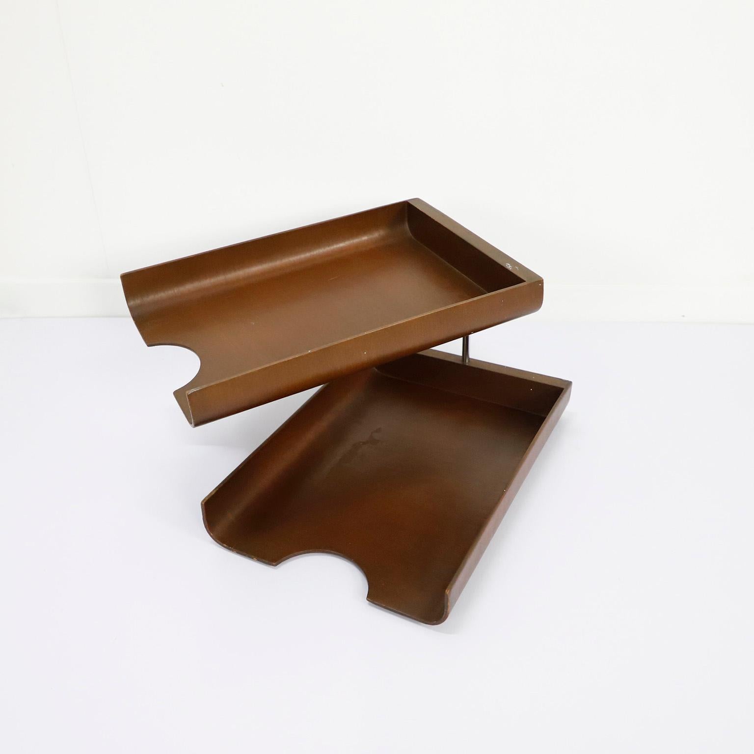 Mid-Century Modern MCM Office Desk Paper Organizer Tray For Sale