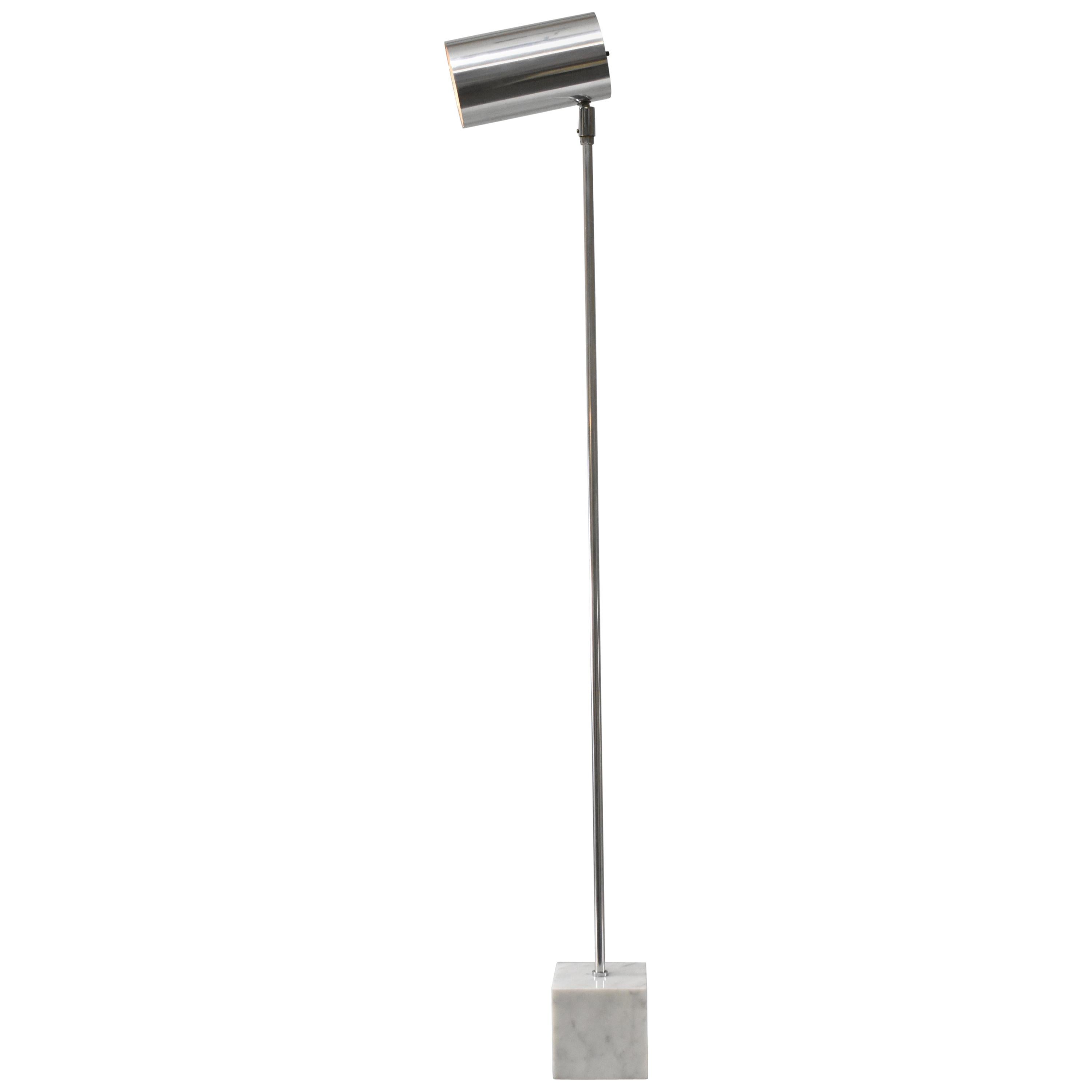 MCM - OMI Chrome and Marble Adjustable Floor Lamp Koch & Lowy For Sale