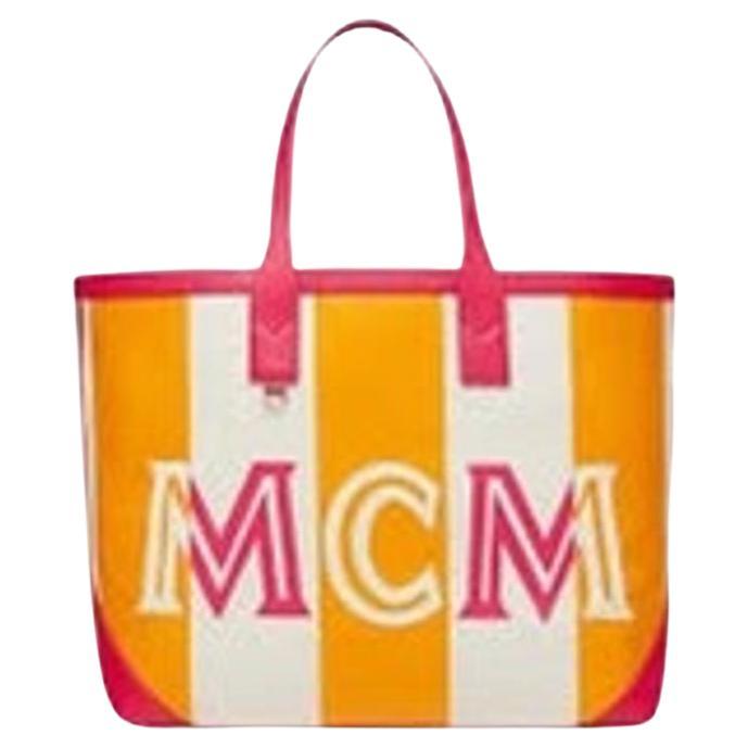 MCM Orang Ilse Large Beach 22mcm62 Pink Canvas Tote For Sale