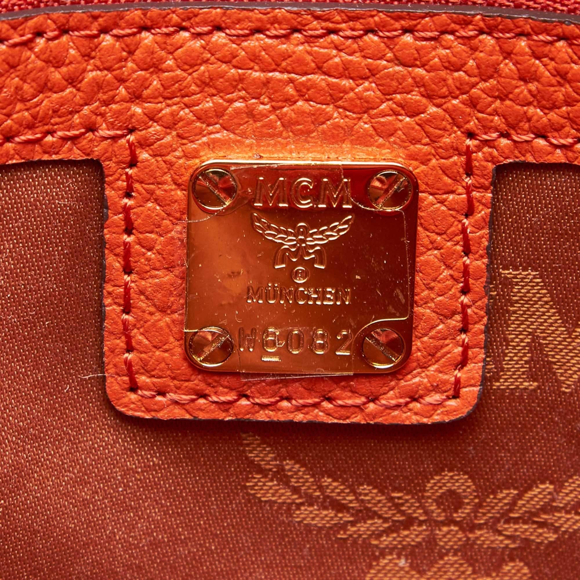 MCM Orange Leather Chain Shoulder Bag For Sale 1
