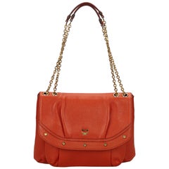 MCM Orange Leather Chain Shoulder Bag
