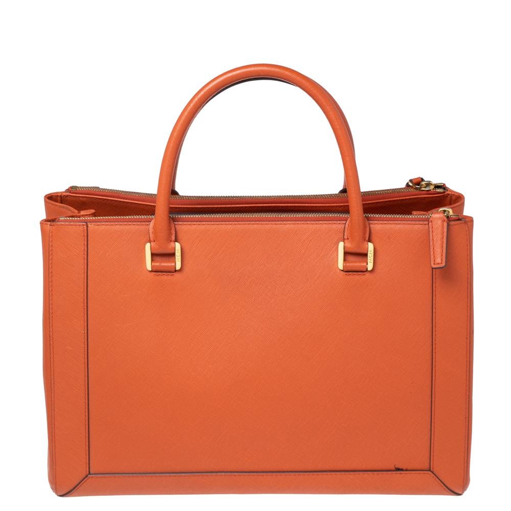 MCM Orange Leather Double Zip Tote at 1stDibs