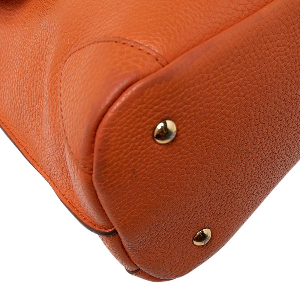 Women's MCM Orange Leather Studded Flap Top Handle Bag