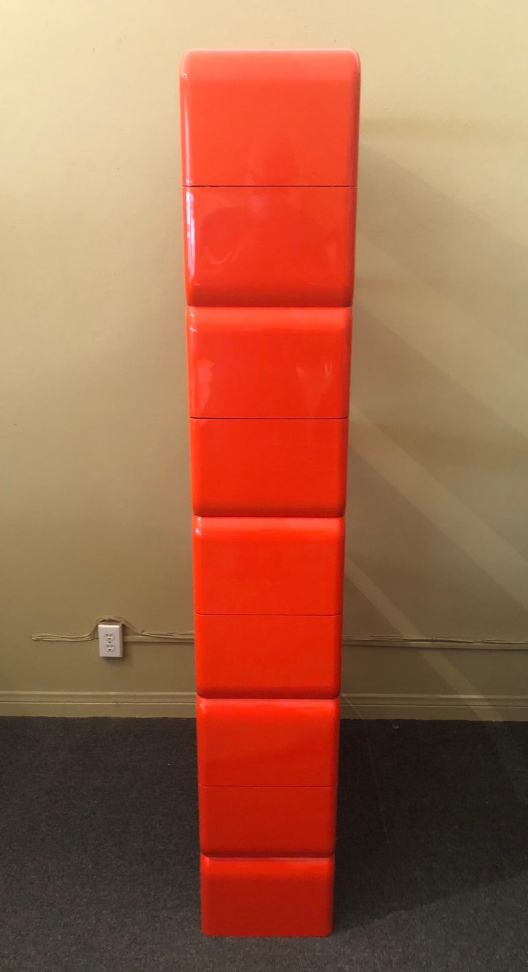 MCM Orange Plastic Modular Shelving "Umbo" System / Bookcase by