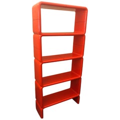 Vintage MCM Orange Plastic Modular Shelving "Umbo" System / Bookcase by Directional