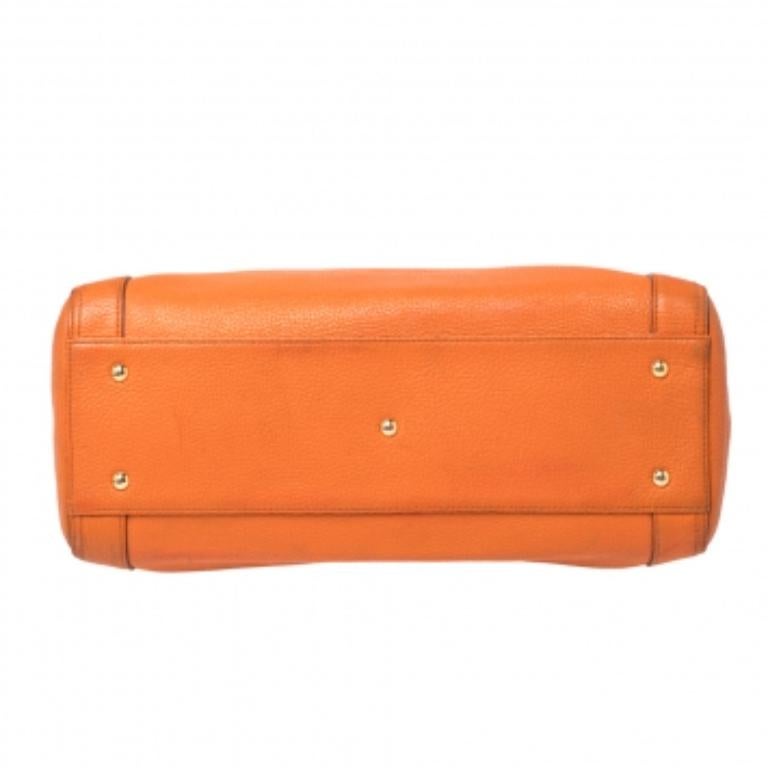 MCM Orange Textured Leather Large Tote For Sale 6