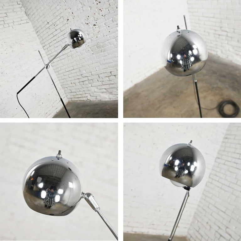 MCM Orbital Chrome Ball Adjustable Floor Lamp Attributed to Robert