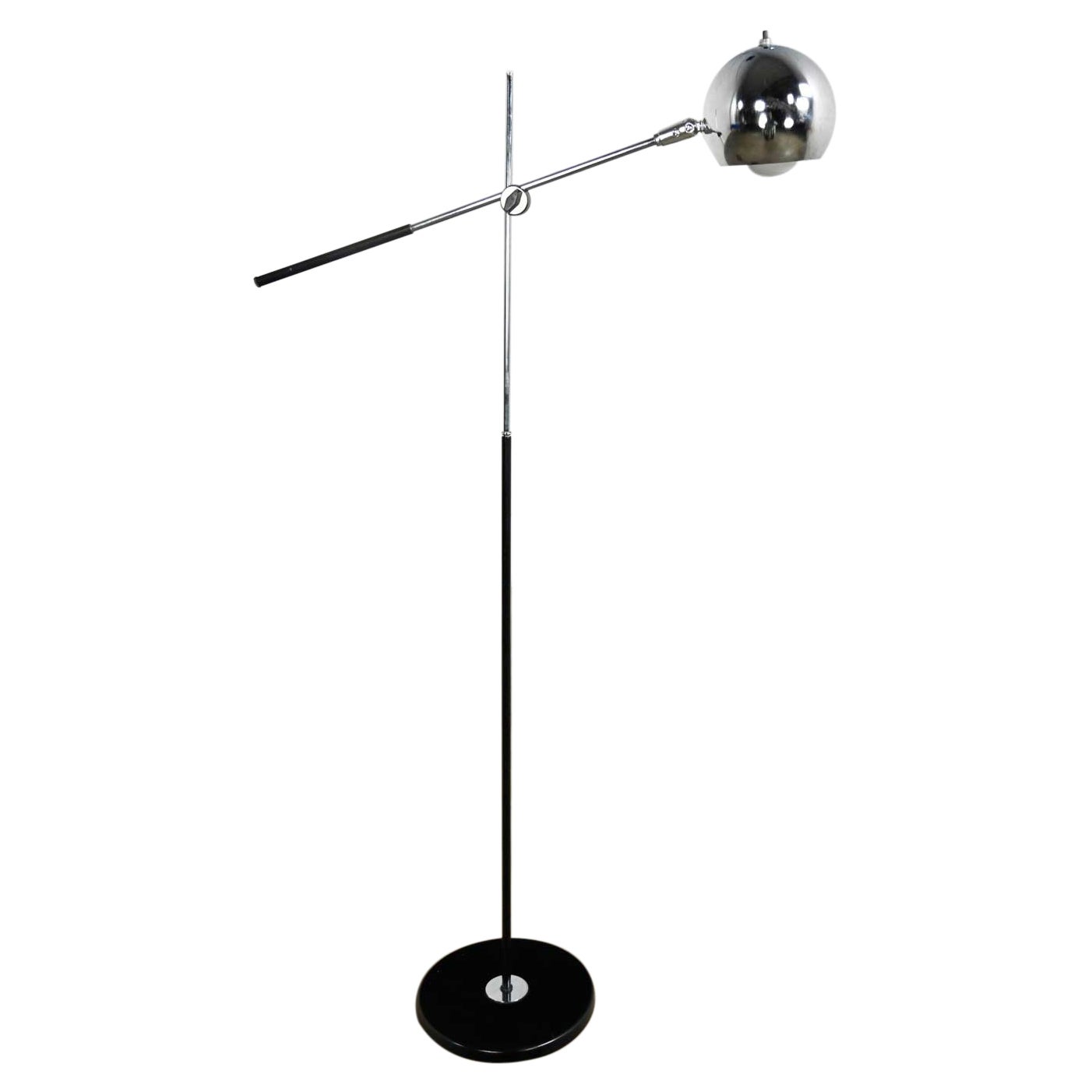 Lampada da terra regolabile MCM Orbital Chrome Ball Attribuita a Robert Sonneman