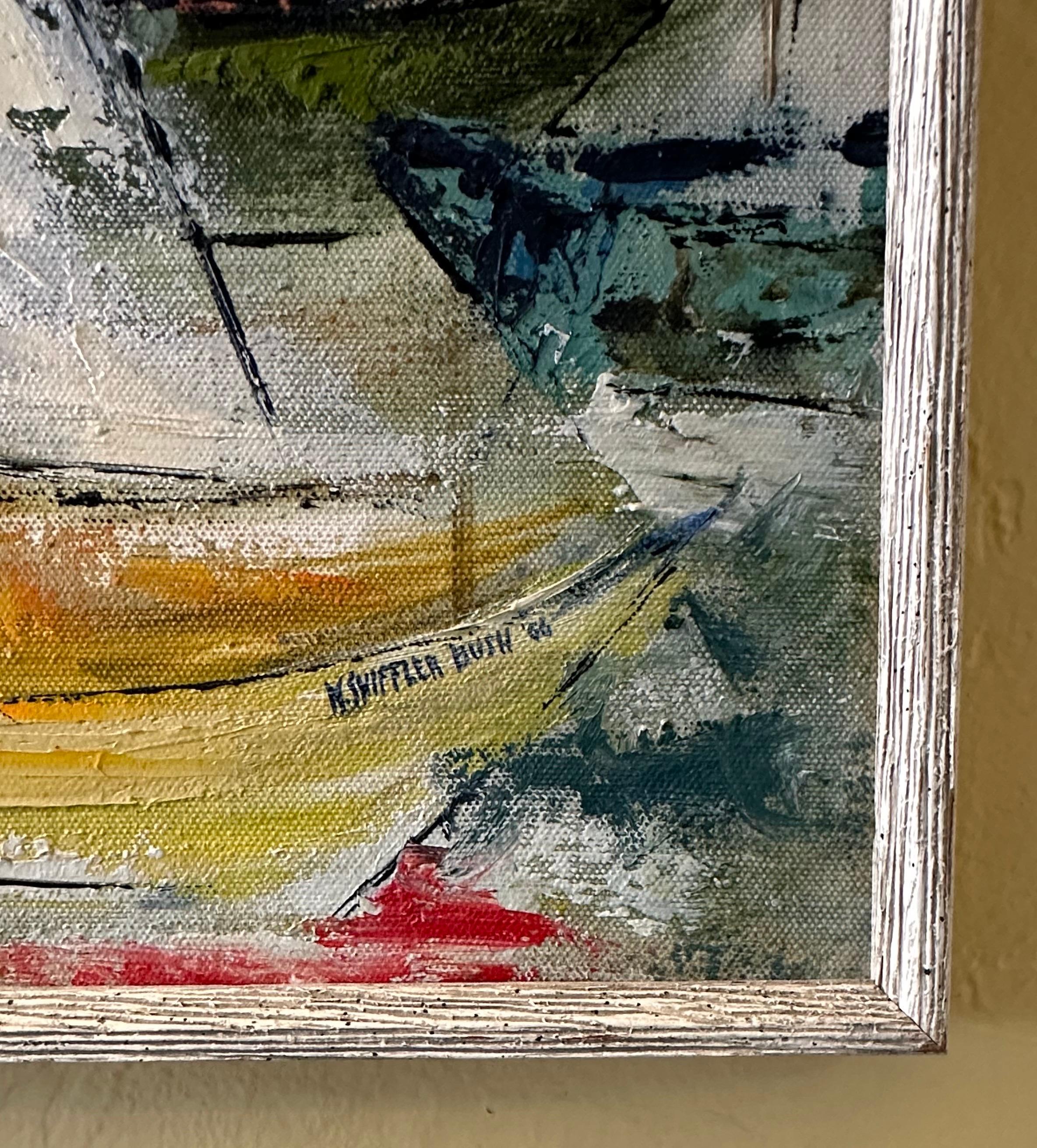 MCM Original Öl auf Leinwand Meereslandschaft / Regatta Gemälde von N. Shiffler Bush, Original im Angebot 2