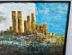 MCM Original Signed W Lucas Cityscape Oil Painting