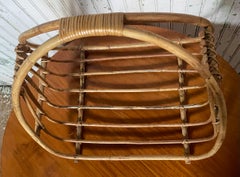 MCM Oval Round Bamboo/Rattan Magazine Holder Rack