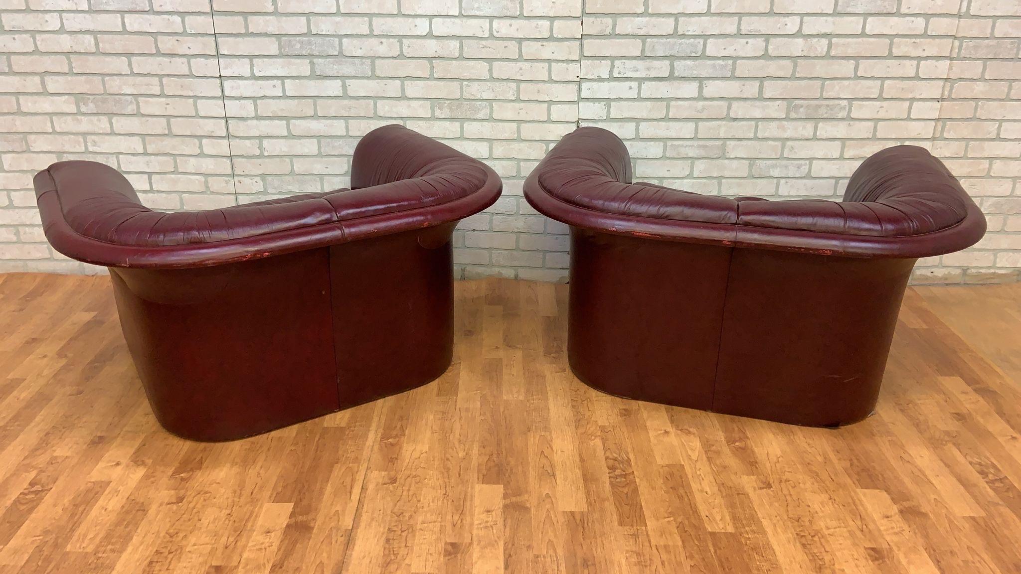 Late 20th Century MCM Oversized Flare-Arm Leather Lounges by Dennis Christianson for Dunbar For Sale
