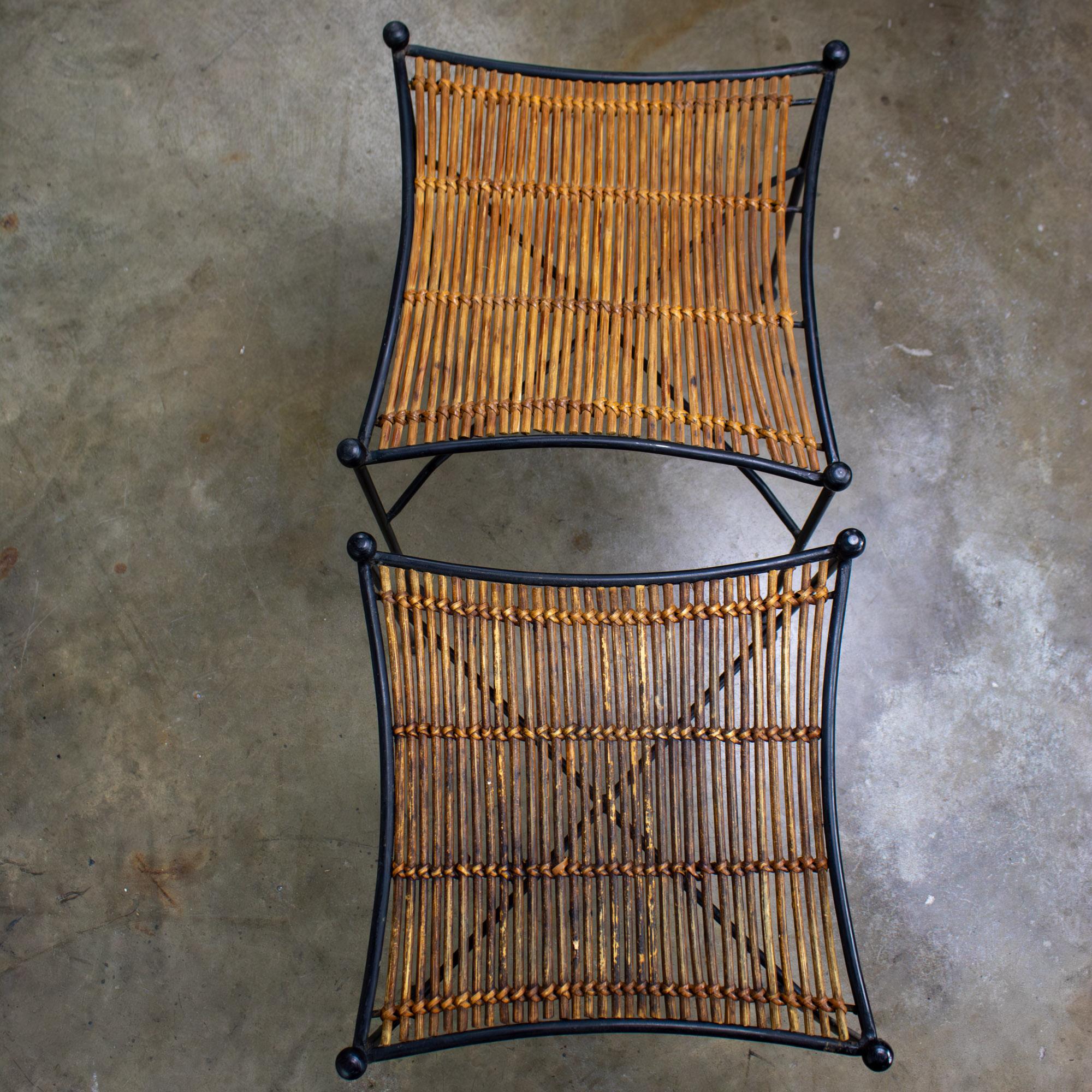 MCM Pair End Tables Attr. Pipsan Saarinen Swansen for Ficks Reed Sol-Air Line In Good Condition For Sale In Topeka, KS