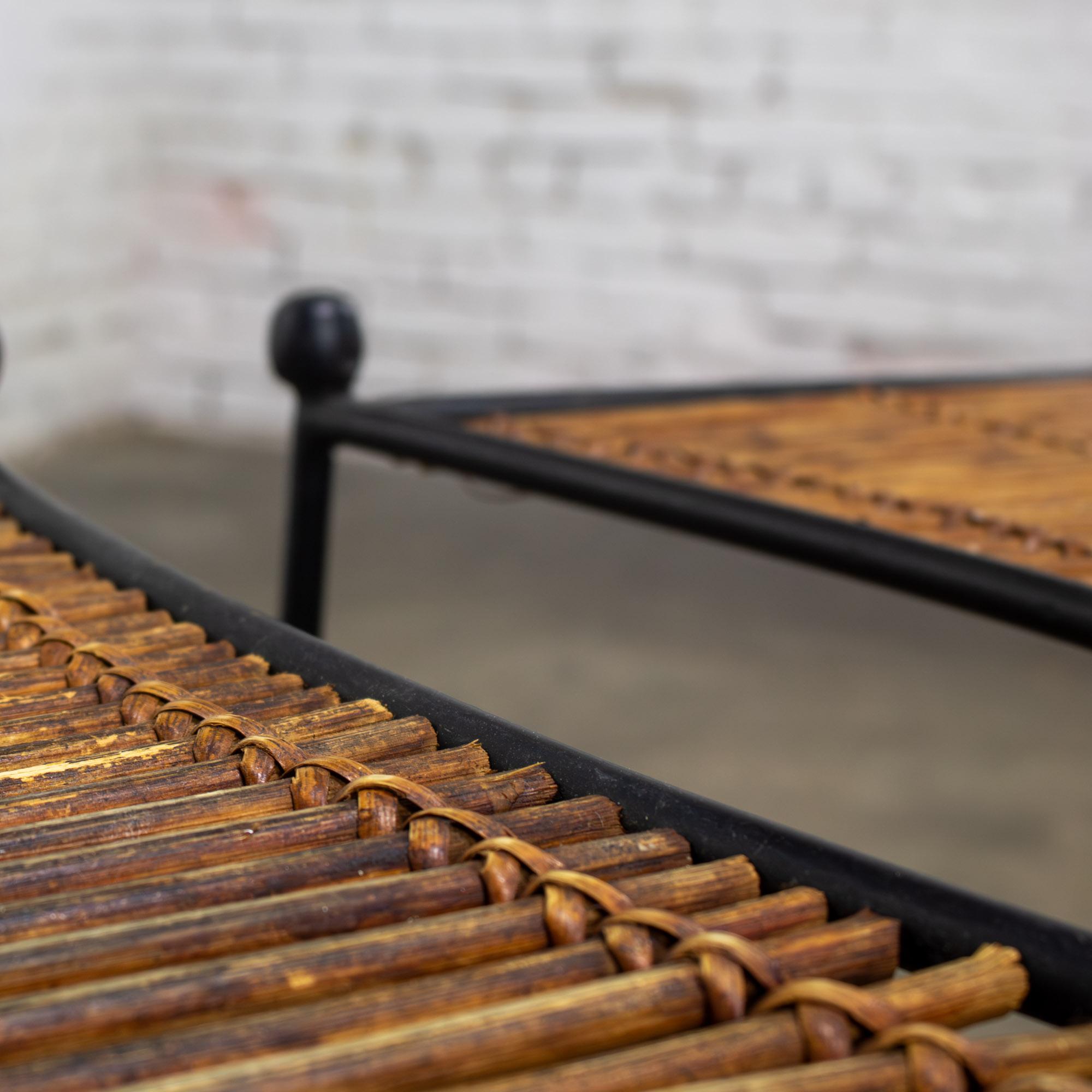 Rattan MCM Pair End Tables Attr. Pipsan Saarinen Swansen for Ficks Reed Sol-Air Line For Sale