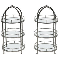 Mcm Pair of Chrome and Glass Cocktail End Tables