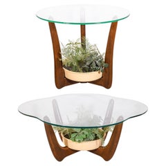 MCM Pair of Pearsall Style Sculptural Base Side and Coffee Tables with Planters