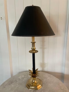 MCM Palm Regency Brass and Black Palm Leaf Lamp Frederick Cooper Style