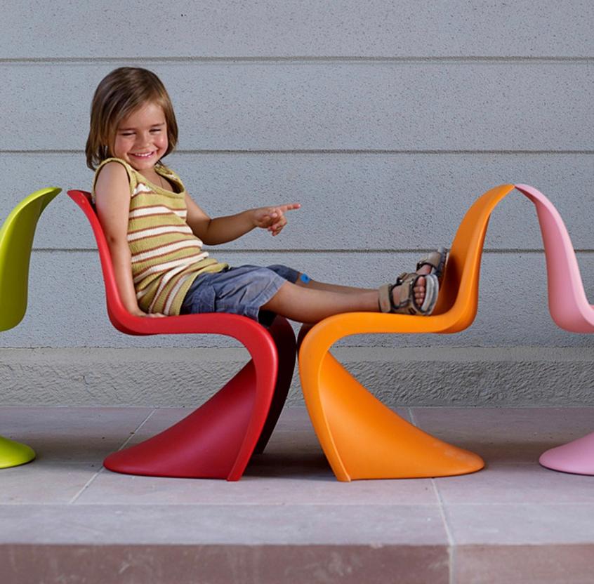 MCM Panton Junior PAIR of Kids Chairs by Verner Panton Vitra, Turquoise + Orange For Sale 7