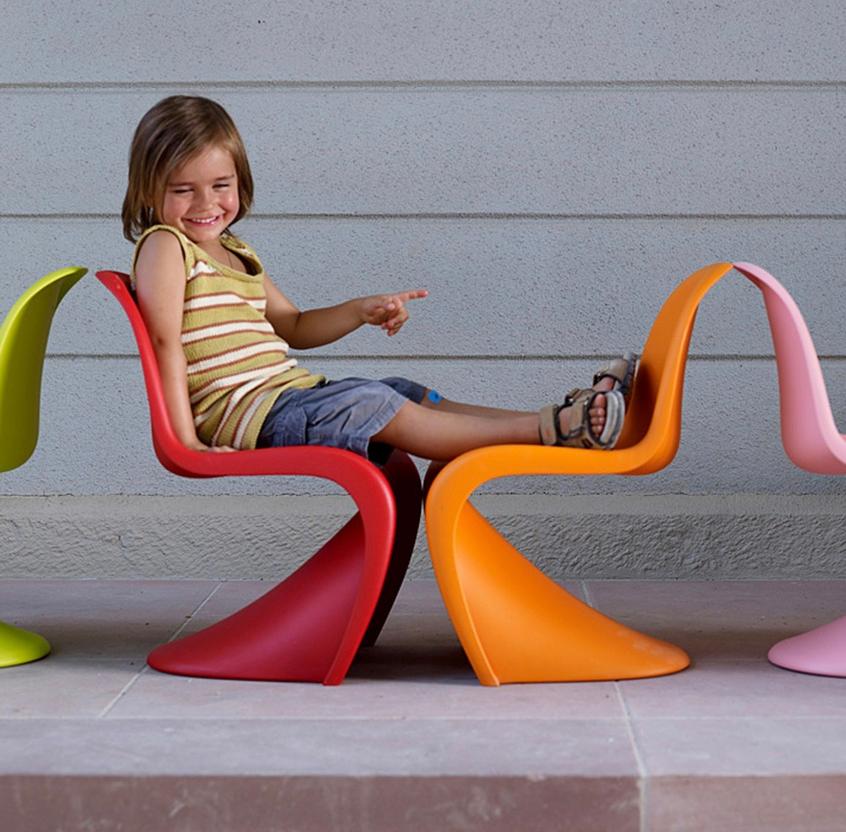 MCM Panton Junior PAIR of Kids Chairs by Verner Panton Vitra, Turquoise + Orange For Sale 10