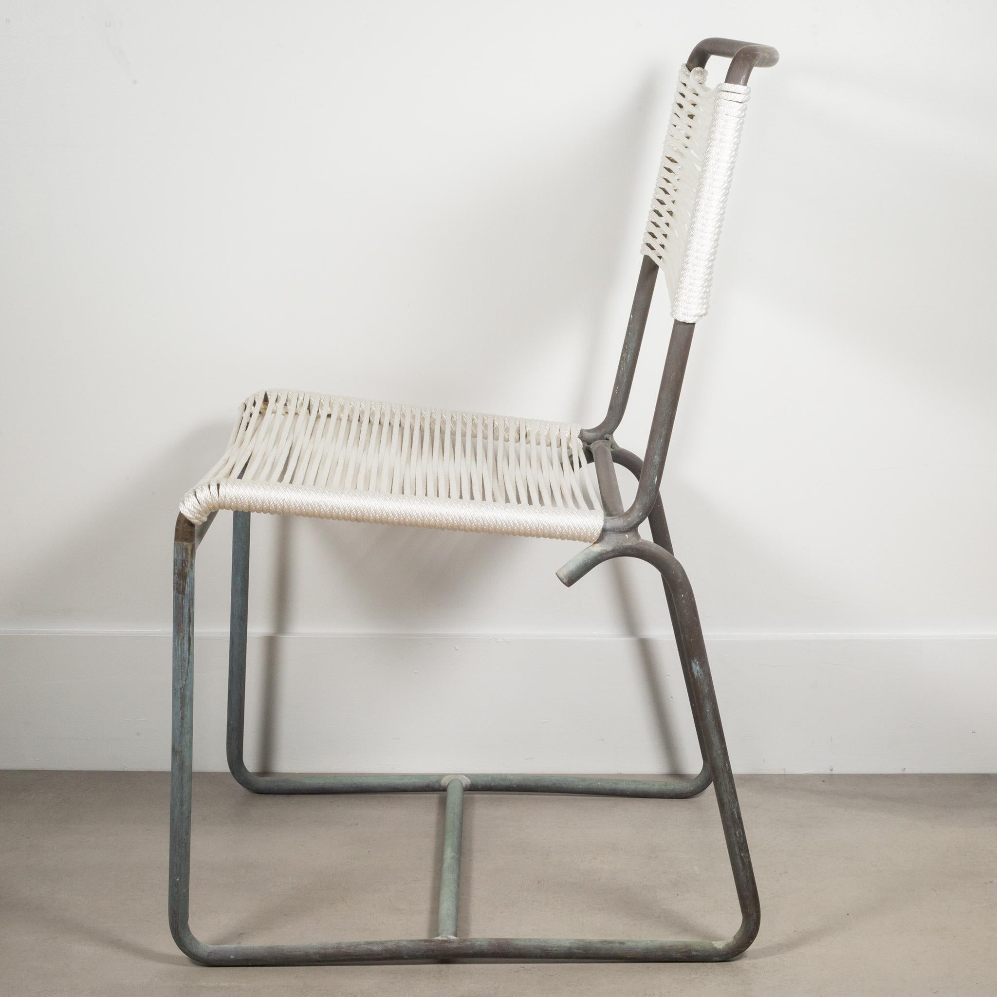 MCM Patinated Bronze Re-Roped Walter Lamb Side Chair for Brown Jordan, c.1950s 2