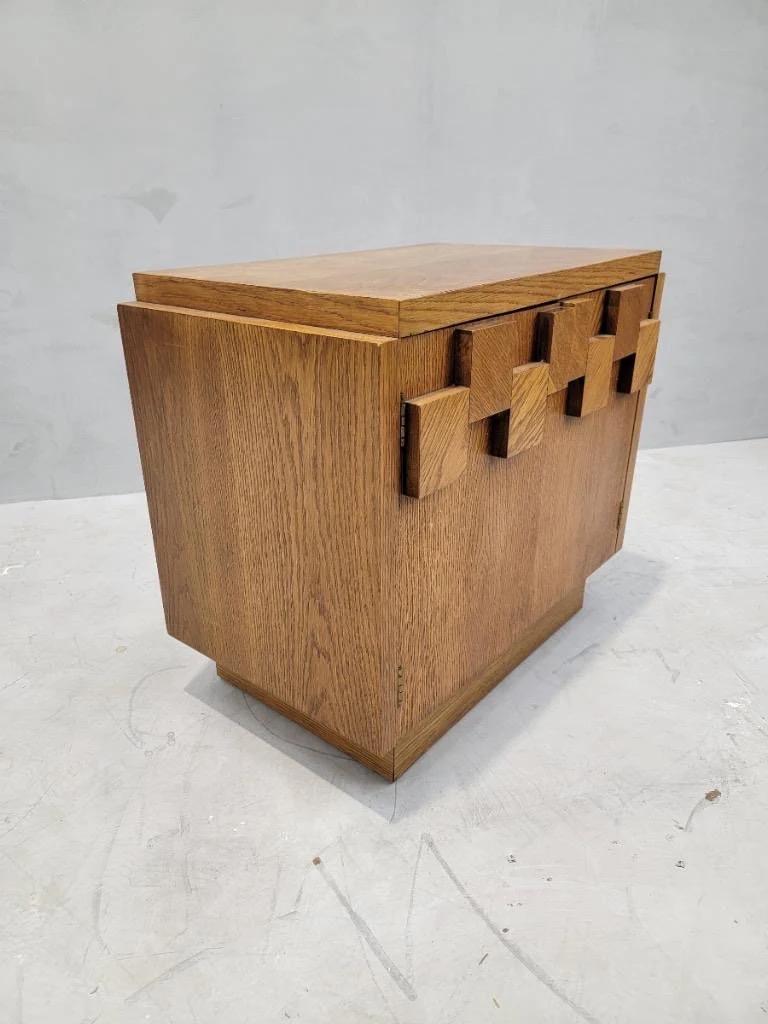 Wood MCM Paul Evans Style Brutalist Nightstand Styled After Lane Furniture Co.