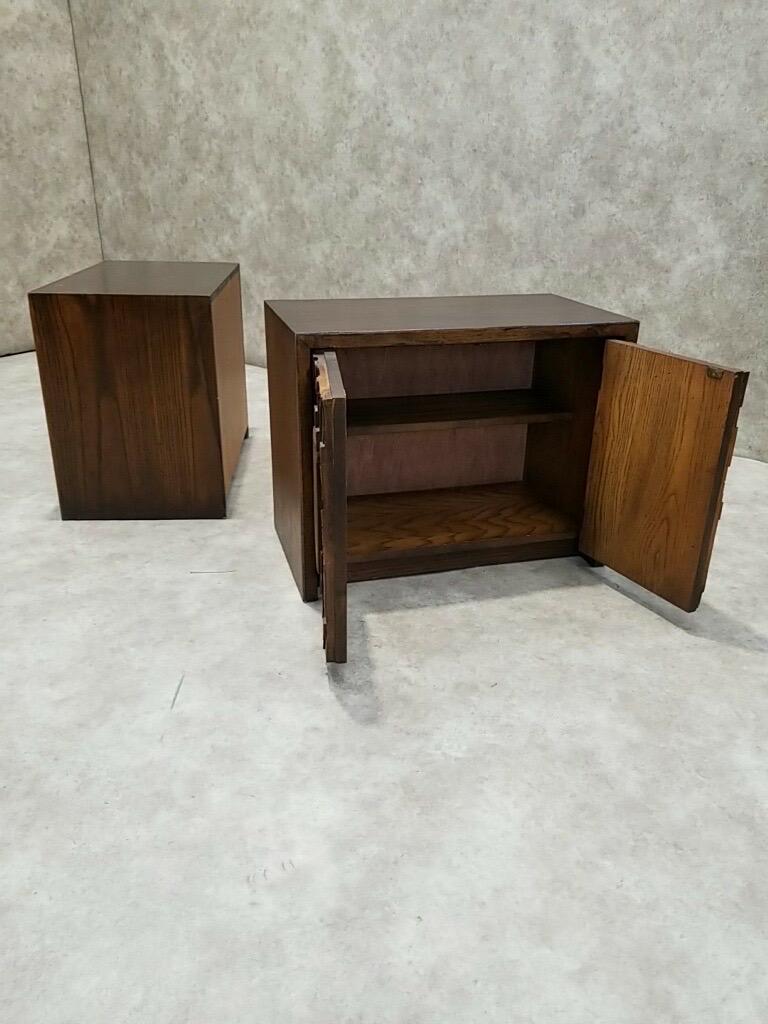 Mid Century Modern Paul Evans Style Brutalist Nightstand Styled After the Lane Furniture 