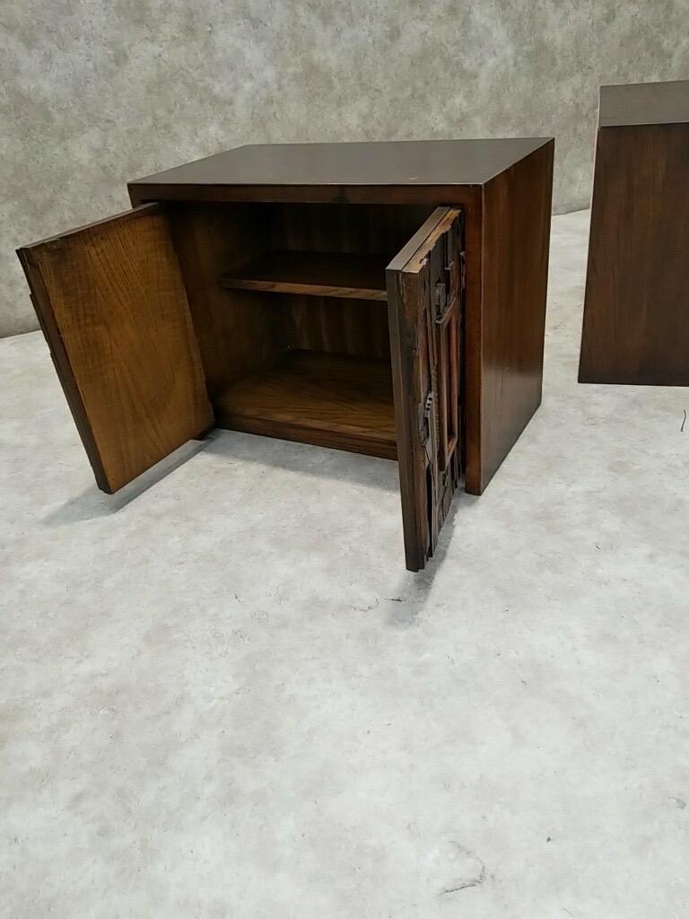 American MCM Paul Evans Style Brutalist Nightstand Styled After the Lane Furniture - Pair