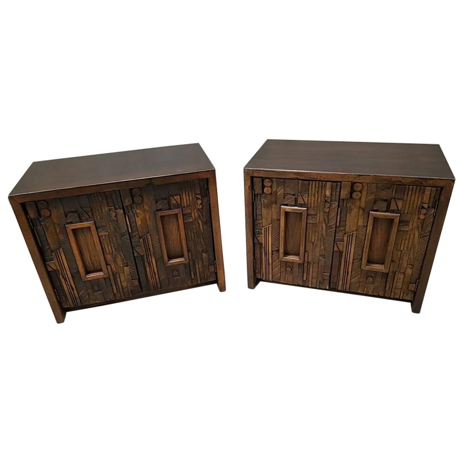 MCM Paul Evans Style Brutalist Nightstand Styled After the Lane Furniture - Pair