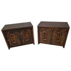 MCM Paul Evans Style Brutalist Nightstand Styled After the Lane Furniture - Pair