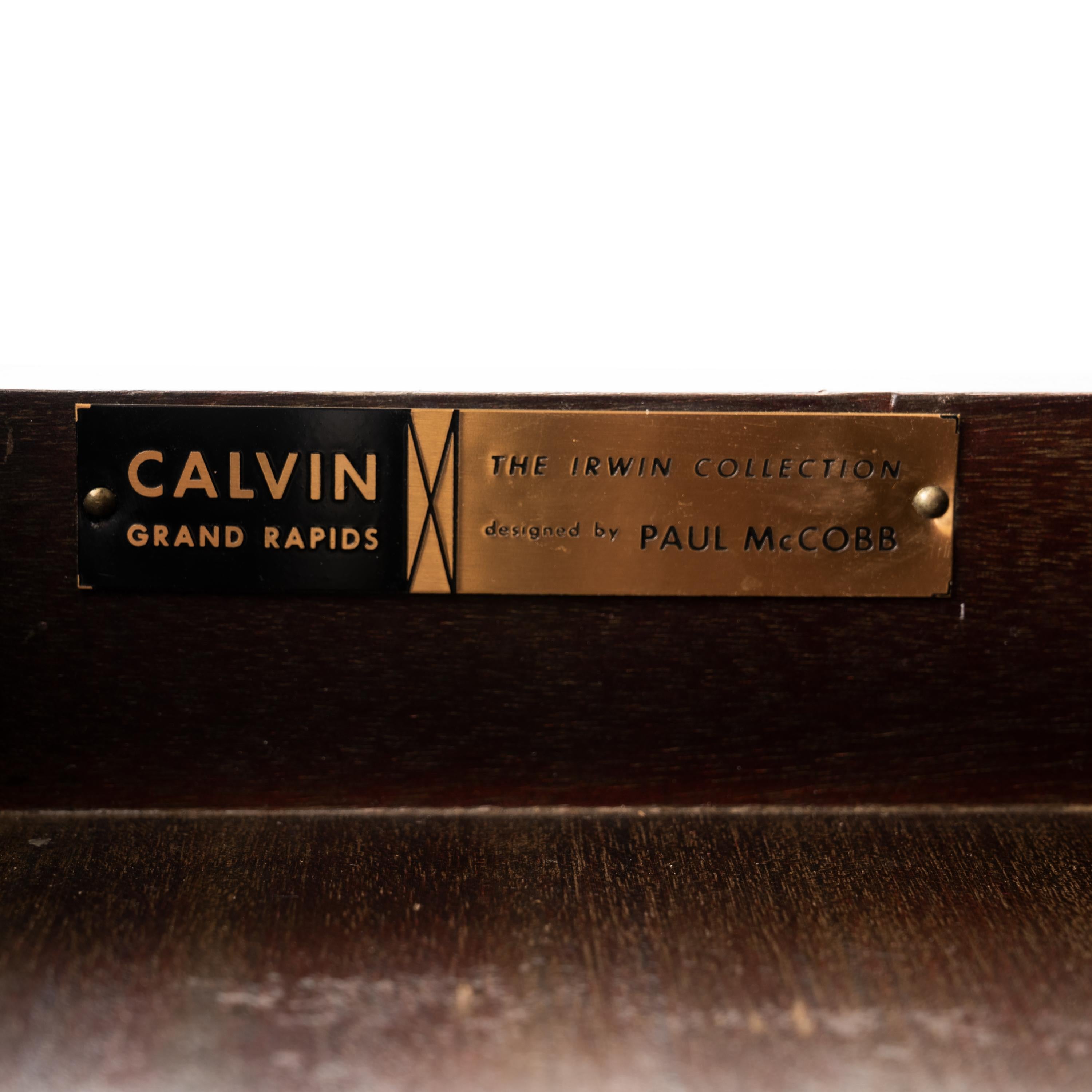MCM Paul McCobb Collection Irwin Crédence Calvin Buffet Cuir Laiton Noyer en vente 5