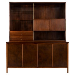 MCM Paul McCobb Irwin Collection Calvin Credenza Sideboard Leather Brass Walnut