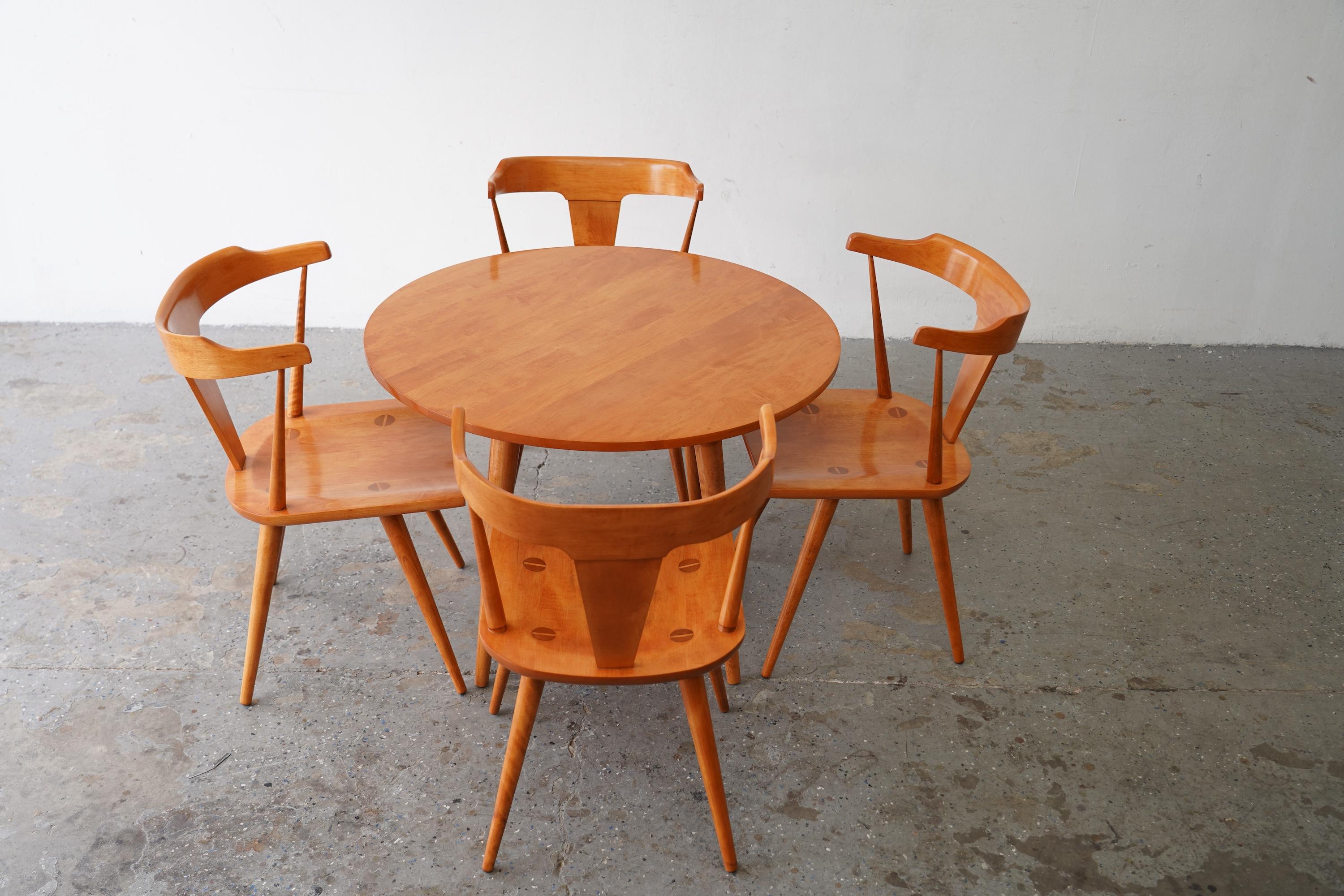 MCM Paul McCobb Planner Group Maple T-Back Dinette Set Table 4 Chairs, Restored For Sale 4