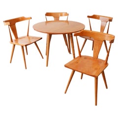 MCM Paul McCobb Planner Group Maple T-Back Dinette Set Table 4 Chairs, Restored
