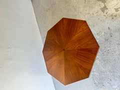 MCM Pedestal Masterpiece Walter Wabash Dining Table Inlaid Rosewood & Leafs