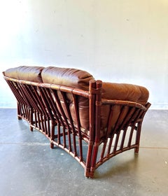 MCM Percival Lafer Style Leather and rattan sofa