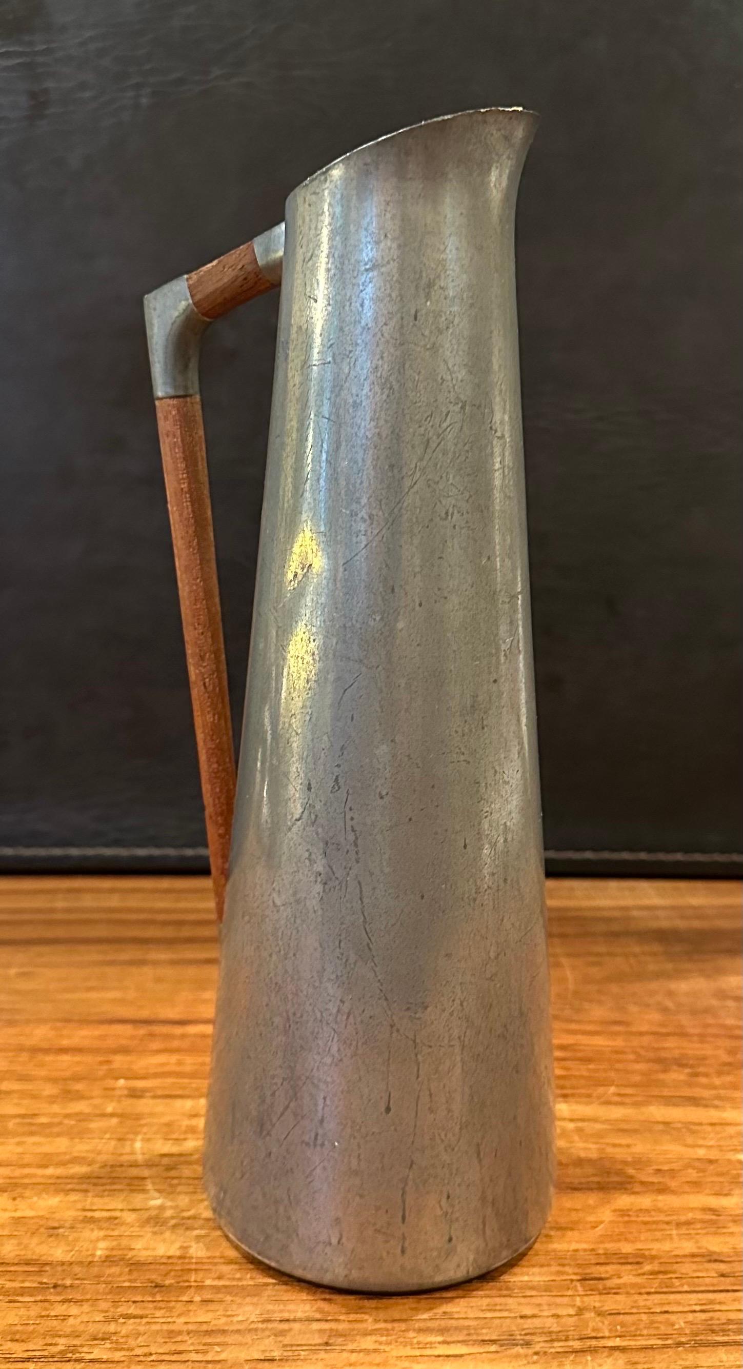 Dutch MCM Pewter Carafe / Pitcher with Teak Handle by K.M.D Tiel Royal of Holland