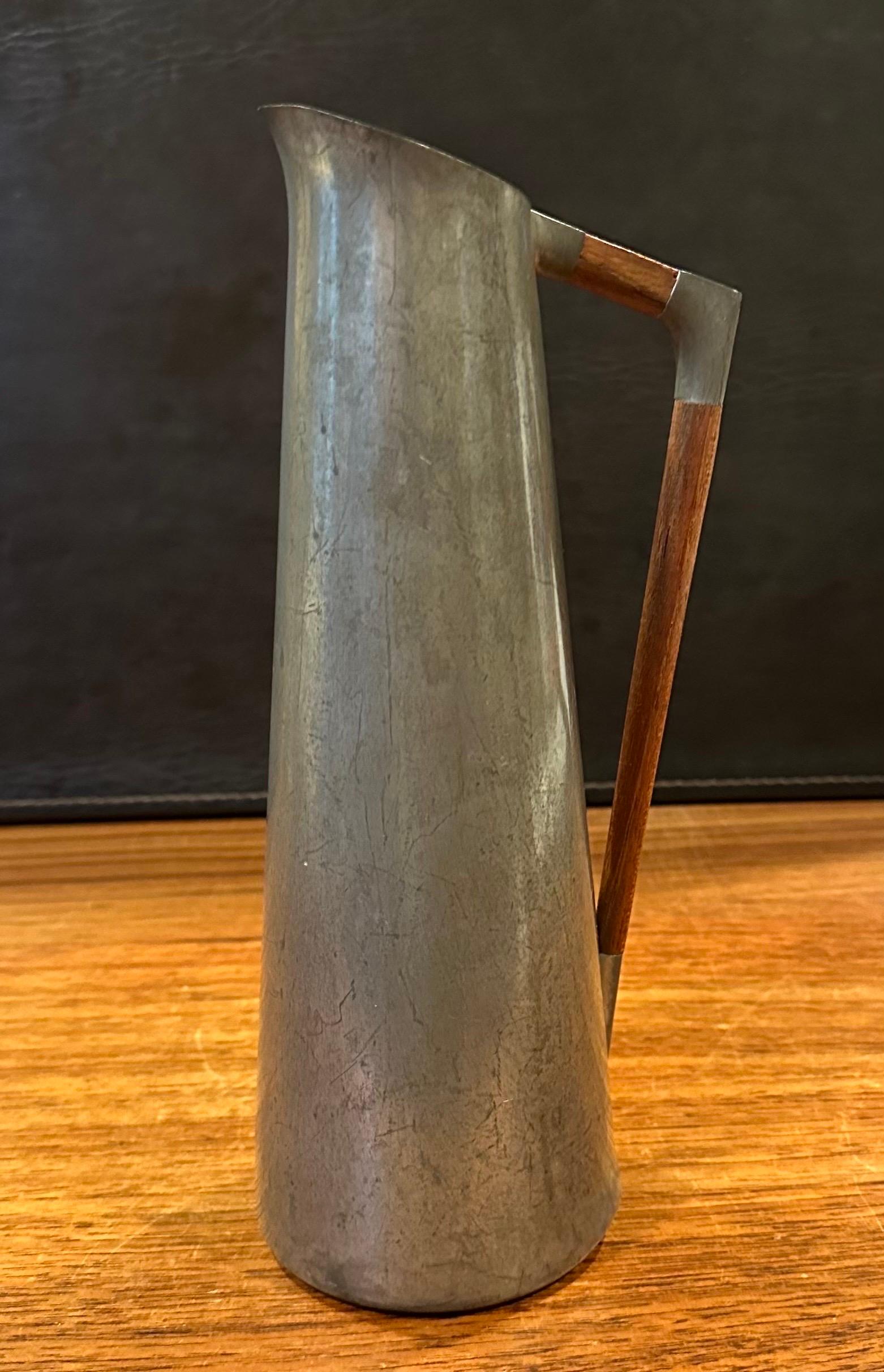 MCM Pewter Carafe / Pitcher with Teak Handle by K.M.D Tiel Royal of Holland 1