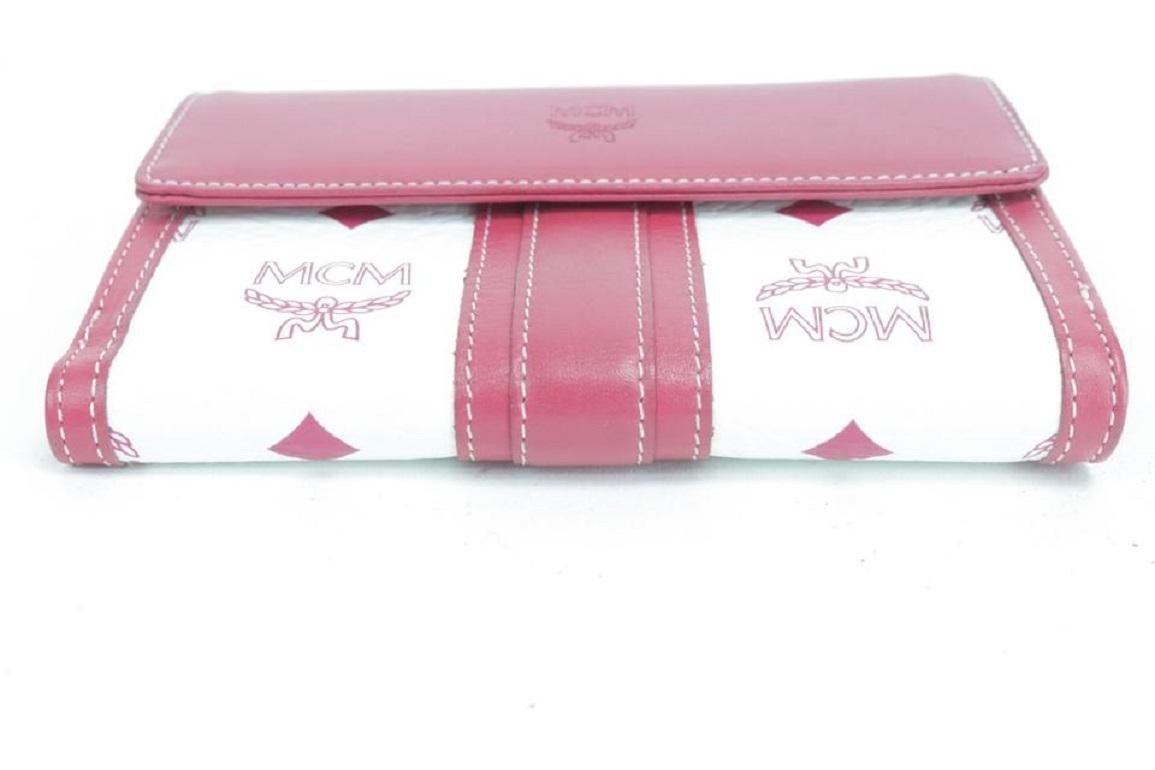 MCM Pink 5mk0121 White Monogram Visetos Wallet For Sale 6