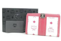 MCM Pink 5mk0121 White Monogram Visetos Wallet