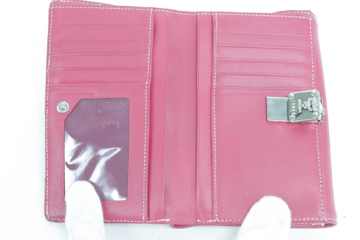 Women's MCM Pink 5mk0121 White Monogram Visetos Wallet For Sale