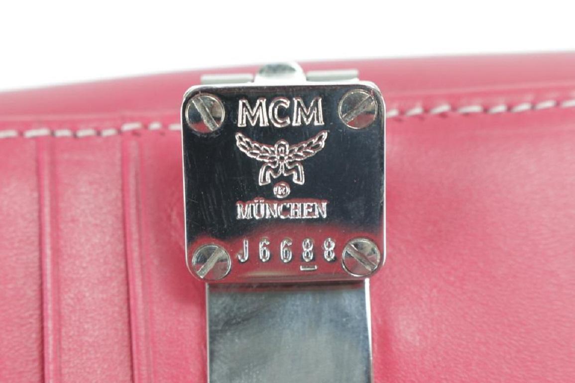 MCM Pink 5mk0121 White Monogram Visetos Wallet For Sale 2