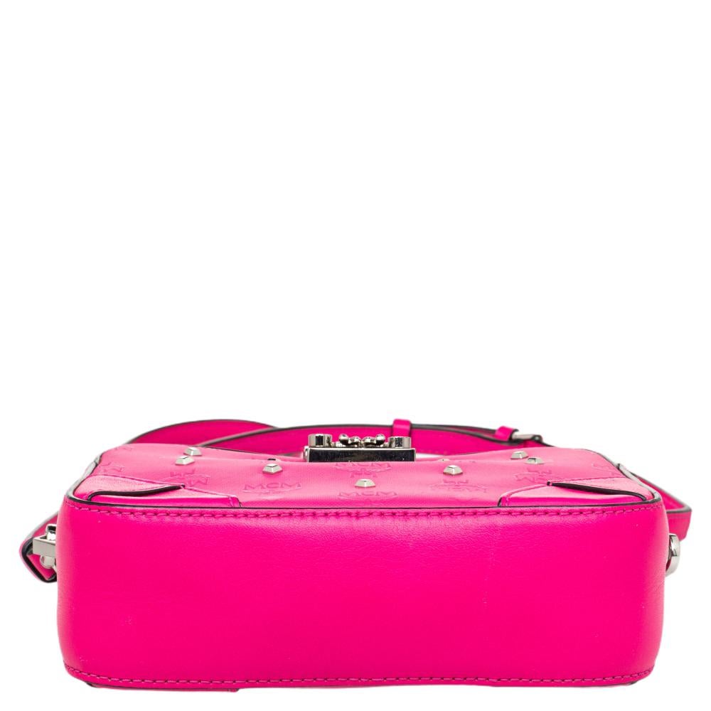 MCM Pink Leather Embellished Camera Bag 1