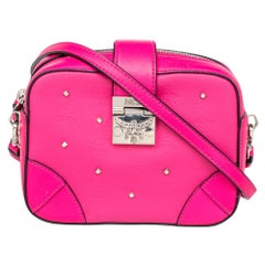MCM Pink Leather Embellished Camera Bag