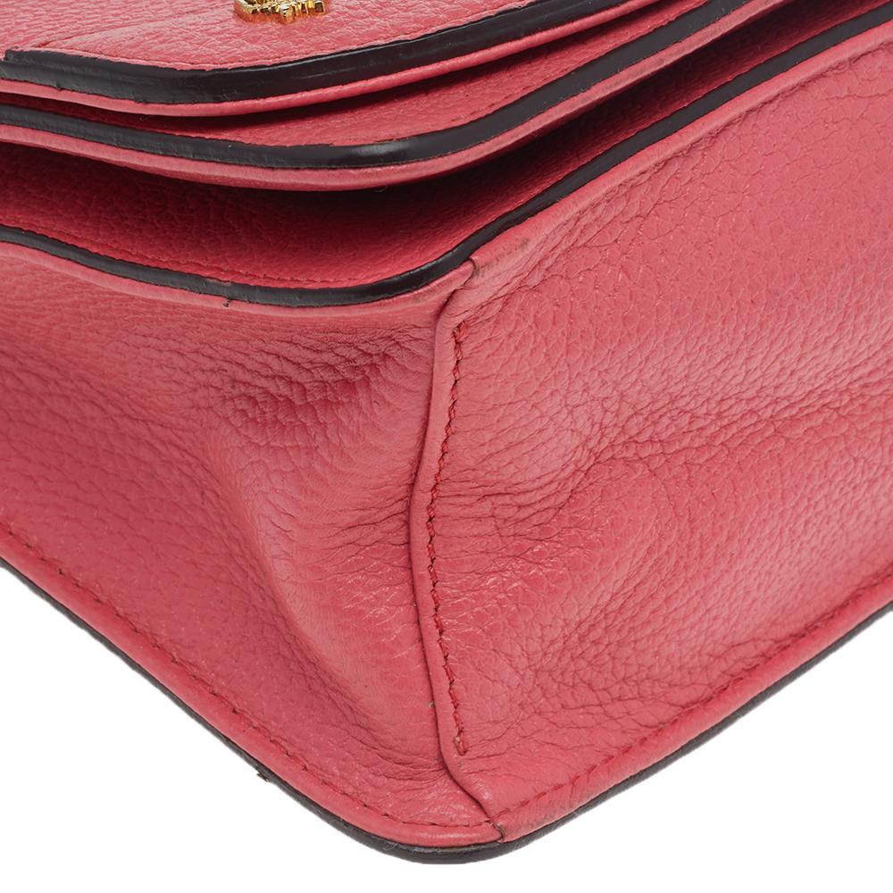MCM Pink Leather Studded Flap Shoulder Bag 2