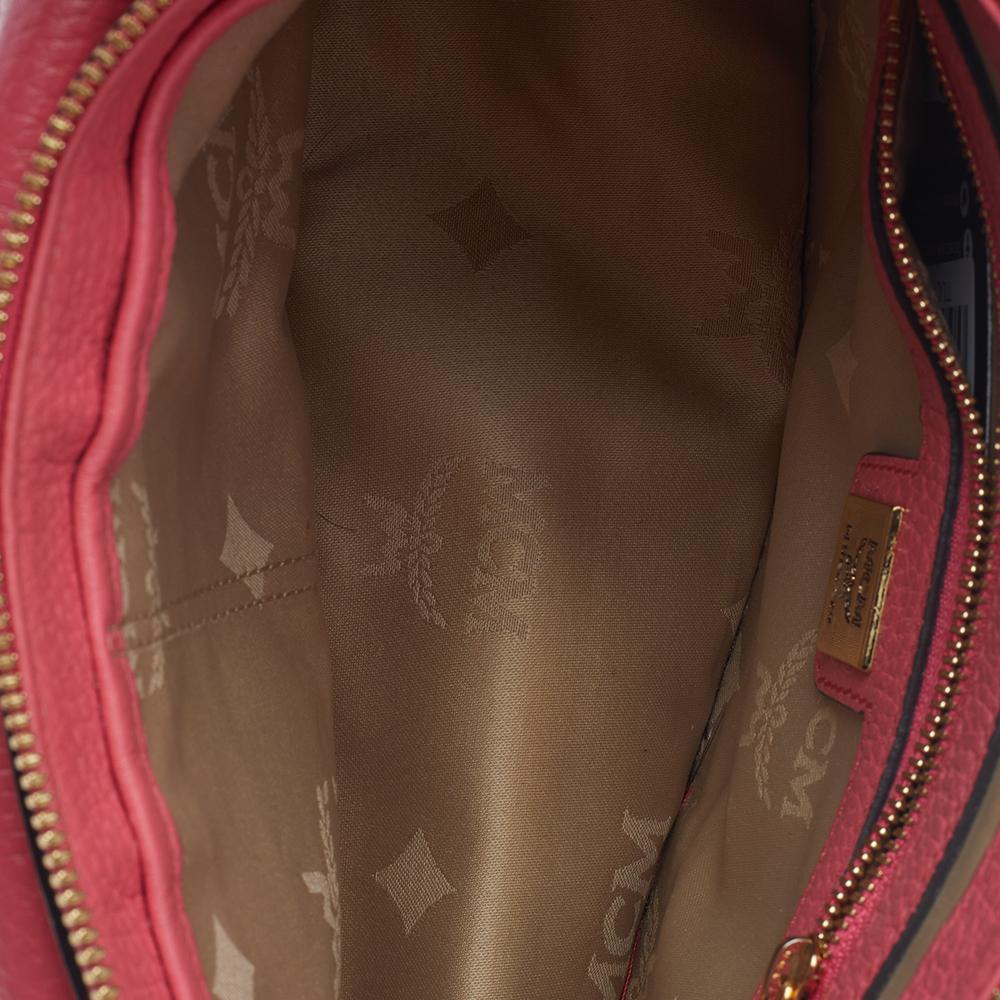 MCM Pink Leather Studded Flap Shoulder Bag 4