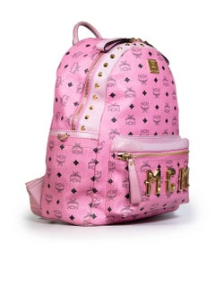 MCM Pink Leather Visetos Studded Backpack