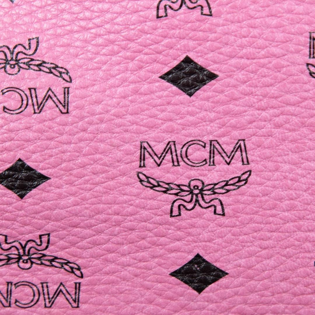 MCM Pink Leather Visetos Studded Backpack 1
