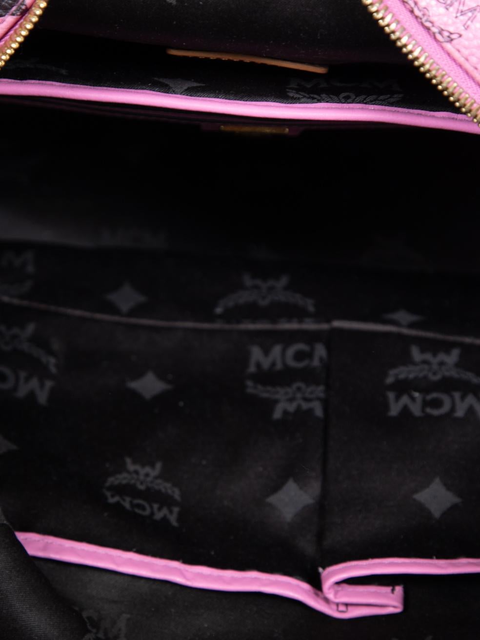 MCM Pink Leather Visetos Studded Backpack 2